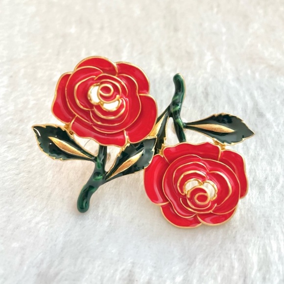 Oscar de la Renta Enamel Rose Earrings - Picture 6 of 7